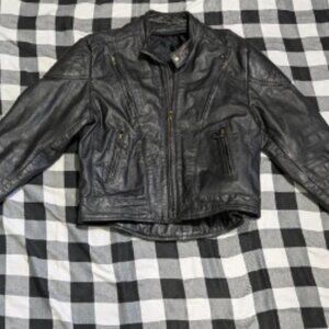 Vintage Black Leather Riding Jacket